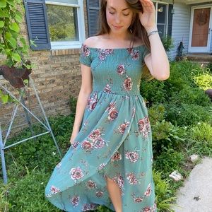 Floral Smocked High-Low Dress